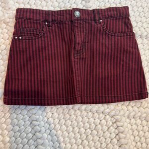 NWT Bonpoint Girls Dark Red and Black Striped Mini Skirt